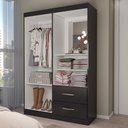 Ver imagem 2 de Guarda-roupa Solteiro Gabe 2 Portas 2 Gavetas com Espelho Black - Panorama Móveis