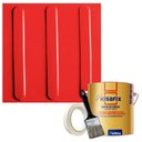 Ver imagem 1 de Kit 10 Pisos Tátil Direcional Vermelho Pvc 25x25cm / Fita Crepe / Pincel / Cola Kisafix 750g
