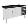 GABINETE DE COZINHA 100% AÇO PARA PIA 1.40 MT 2 PORTAS 3 GAVETAS BRANCO/PRETO -MARROART - 2