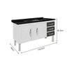 GABINETE DE COZINHA 100% AÇO PARA PIA 1.40 MT 2 PORTAS 3 GAVETAS BRANCO/PRETO -MARROART - 1