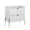 Ver imagem 5 de Mesa de Cabeceira Industrial Branca para Cama Moriah 60cm:dourado/branco
