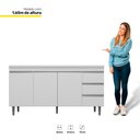 Ver imagem 4 de Balcão Gabinete Cozinha Andréia 160cm Com Tampo 3 Portas Branco - Desk Design