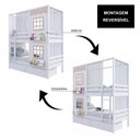 Ver imagem 6 de Beliche Casinha Reta com 02 Janelas 02 Gavetas e Cortina Madeira Maciça Branco/ Rosa Housin