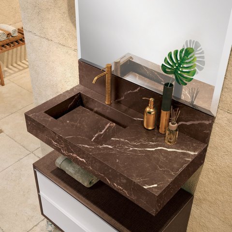 Bancada em Porcelanato para Banheiro 80cm Pró com Cuba Esculpida 