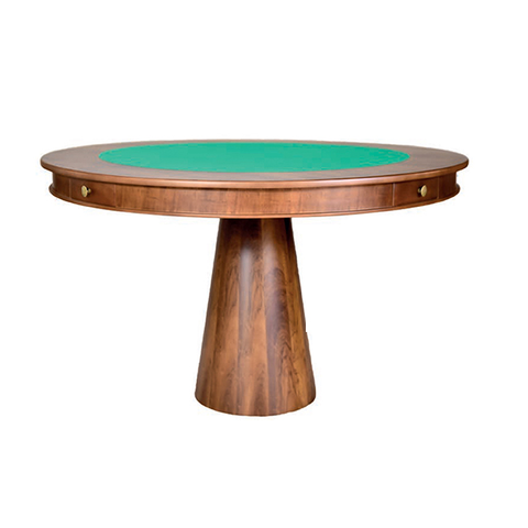 Mesa de Jogos Multifuncional Mjo em Lâmina Natural de Jequitibá — Base Cone e 4 Gavetas