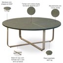 Ver imagem 3 de Mesa de Centro Redonda Baixa para Sala Pés Industrial Amin L06 Couro Verde - Lyam Decor