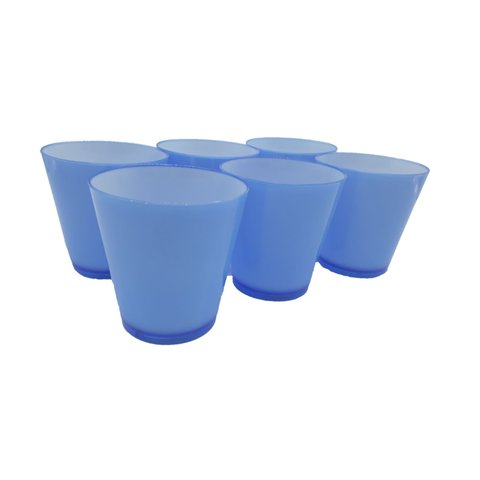 10 Copos Bicolores Cozinha Suco Conjunto de Copos Preto com Branco - Azul