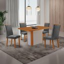 Ver imagem 1 de Mesa de Jantar Isadora 4 Lugares Retangular MDF com Vidro Grafite Moderna 120cm