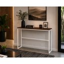 Ver imagem 4 de Mesa Jantar Aparador Bancada Alta Industrial 120x60cm Tampo Marrom Pés Branco