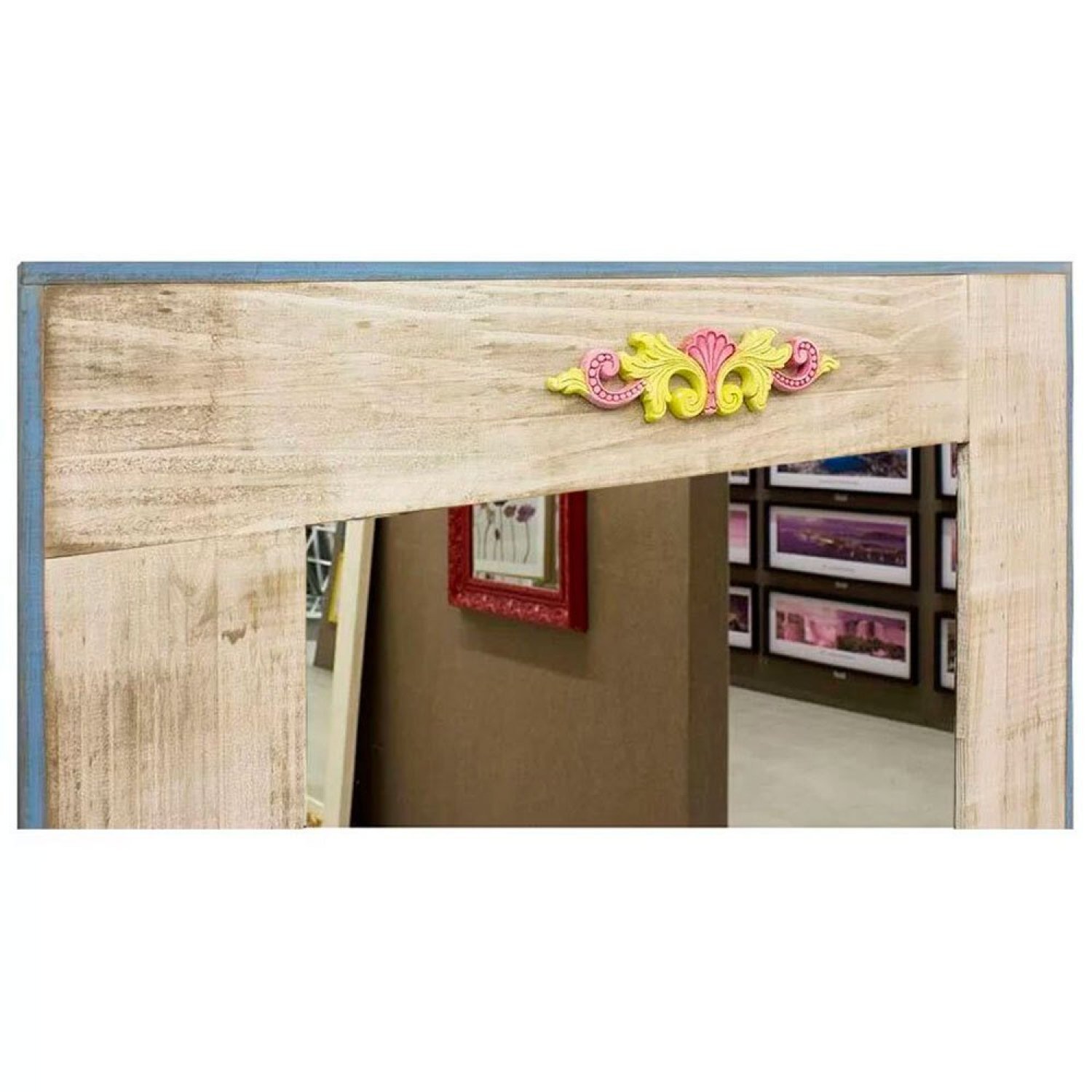 Espelho Rústico com Moldura Aplique 64cm x 84cm Decore Pronto - 2