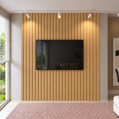 Painel para TV até 85 Polegadas de MDF 270cm x 260cm Castanho