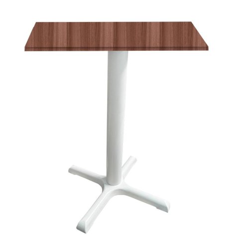 Mesa Ômega Ferro Branco 74 Cm (alt) Base em X Tampo Mdp Quadrado Walnut 80 Cm (larg) X 2,50 Cm (alt