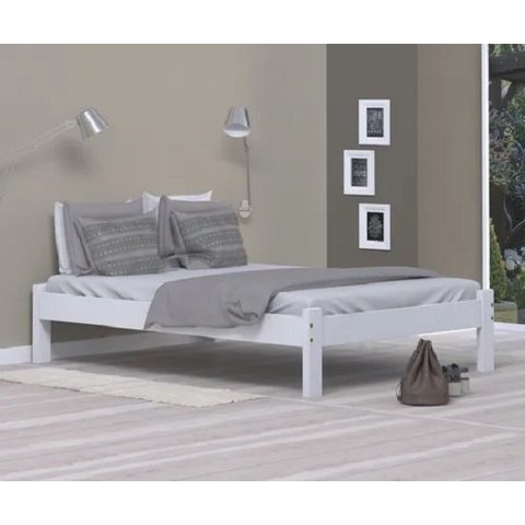Cama De Casal Turca De Madeira Maciça Reforçada Branco Nemargi