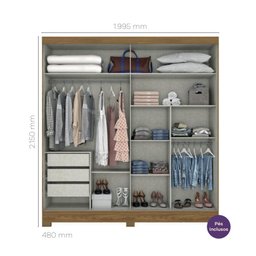 Roupeiro 2 Portas de Correr B352 2,00m de Largura Briz - 2