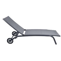 Espreguiçadeira Chaise Outdoor Externa Tamandaré Rivatti em Aluminio Tela Mesh Grafite C/ Rodinhas - 3