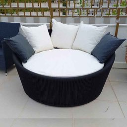 Chaise Palmeira em Corda Náutica Preta - Tecido Duna Cru - 2