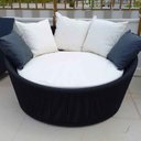 Ver imagem 1 de Chaise Palmeira em Corda Náutica Preta - Tecido Duna Cru