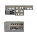 Ver imagem 5 de Cozinha Modulada Henn Americana 7 Peças (4aéreos+2balcões+1complemento) S/pia Cz139 Cinza-henn