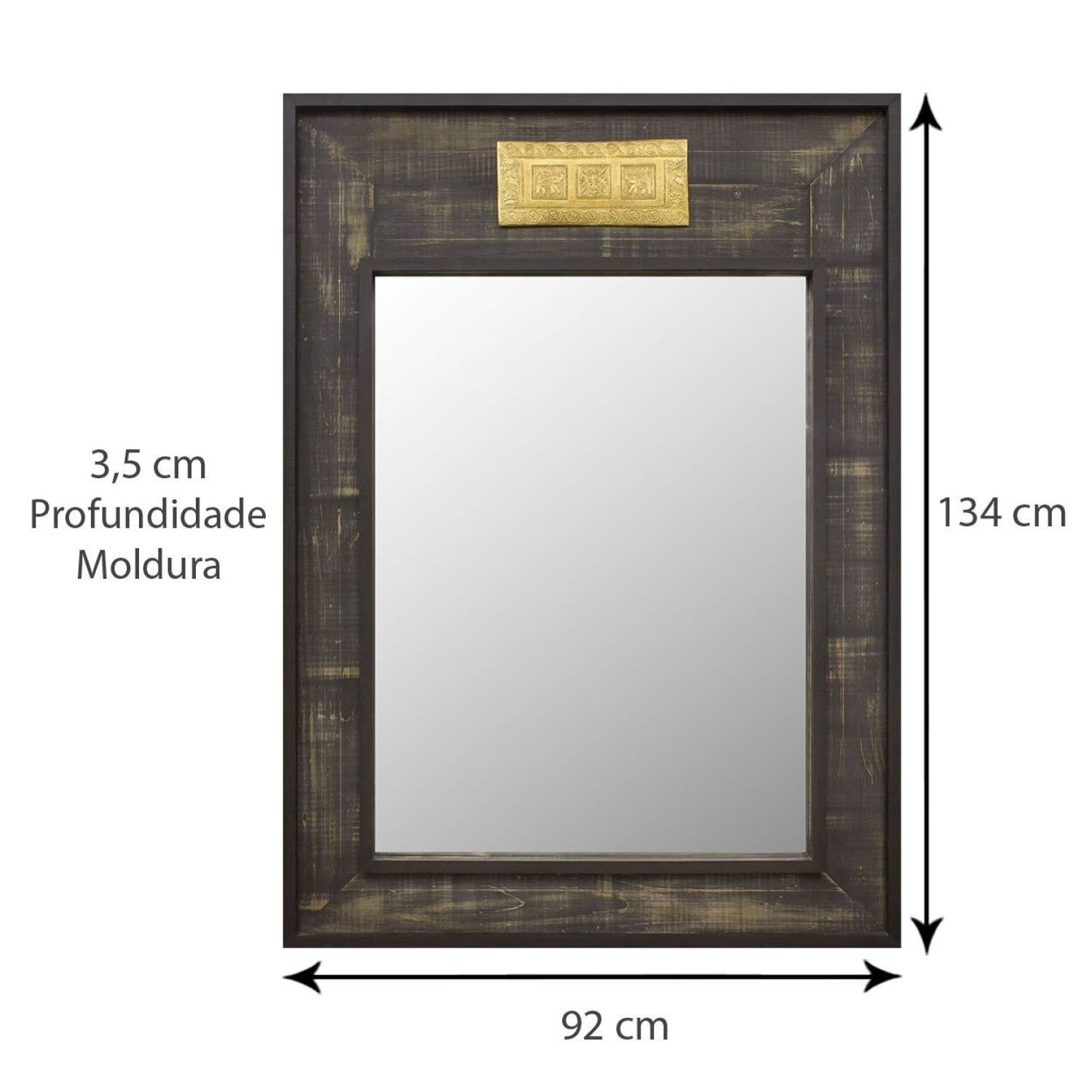 Espelho Rústico com Moldura 92cm x 134cm Decore Pronto - 4