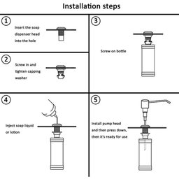 Dispenser Dosador Kit 3 Unidades Embutir Pia Sabonete Liquido Detergente Sabao Inox Escovado Banheir - 7