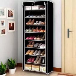 Sapateira com 9 Prataleiras para Organizar Calçados e Objeto - Preto - 4