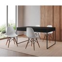 Ver imagem 1 de Mesa Jantar Industrial Retangular Preta 137X90Cm Base Ferro Preto C/4 Cadeiras Brancas Cor: Preto