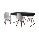 Ver imagem 6 de Mesa Jantar Industrial Retangular Preta 137X90Cm Base Ferro Preto C/4 Cadeiras Brancas Cor: Preto