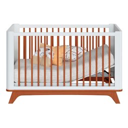 Berço Redondo 2 Em 1 Mini Cama Com Colchão Coleção Sambalelê - mel/branco - 1