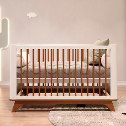Berço Redondo 2 Em 1 Mini Cama Com Colchão Coleção Sambalelê - mel/branco - 2
