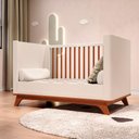 Ver imagem 4 de Berço Redondo 2 Em 1 Mini Cama Com Colchão Coleção Sambalelê - mel/branco