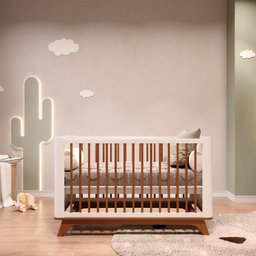 Berço Redondo 2 Em 1 Mini Cama Com Colchão Coleção Sambalelê - mel/branco - 5