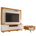 Ver imagem 1 de Estante Home Theater Nilo com Pés com Mesa de Centro Indianápolis Cinamomo Off White - Madetec