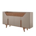 Ver imagem 2 de Aparador Buffet Portas em MDF Ripado Real Pés de Madeira Maciça Danúbio Marrom/Fendi/Freijó