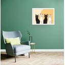Ver imagem 1 de Quadro Decorativo Gatos Fundo Pastel - 50x70cm:moldura Preta