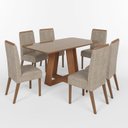 Ver imagem 2 de Conjunto Mesa Lins 160cm com Vidro 06 Cadeiras Nina Off White/Nature/Bege