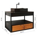 Ver imagem 3 de Gabinete Harley 1 Gaveta Espelho Retangular Led 60cm Bivolt Preto/nature