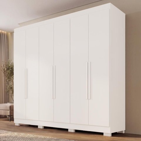 Guarda-Roupa Casal 100% MDF 6 Portas e 2 Gavetas 177cm Multimóveis Branco