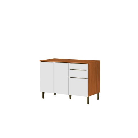 Balcão 3 Portas 2 Gavetas com Tampo Luana/clara - Cinamomo/branco Aramóveis
