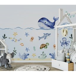 Papel de parede infantil fundo do mar para quarto de bebê M² PP47 - 3