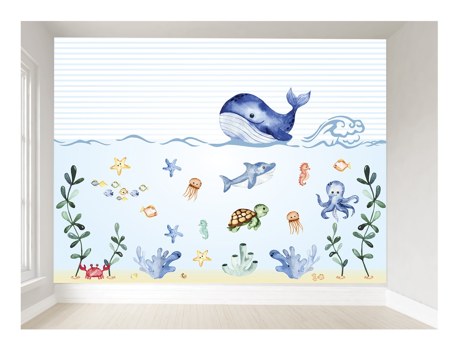 Papel de parede infantil fundo do mar para quarto de bebê M² PP47