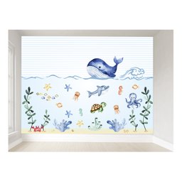 Papel de parede infantil fundo do mar para quarto de bebê M² PP47 - 1
