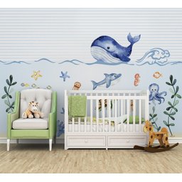 Papel de parede infantil fundo do mar para quarto de bebê M² PP47 - 2