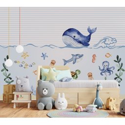 Papel de parede infantil fundo do mar para quarto de bebê M² PP47 - 5