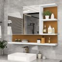 Ver imagem 1 de Armário Banheiro Espelheira 1 Porta 60x45 Multiuso Cleopatra Branco e Nature