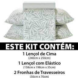 Jogo de Cama Queen 4 Peças Lençol com Elástico 100 Algodão Percal 130 Fios - Dohler - 2