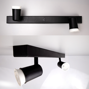 Trilho Eletrificado 2 Spot Led Mr16 Gu10 Direcionável Cor:preto