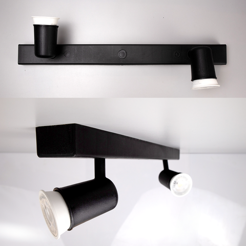 Trilho Eletrificado 2 Spot Led Mr16 Gu10 Direcionável Cor:preto