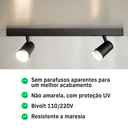 Ver imagem 7 de Trilho Eletrificado 2 Spot Led Mr16 Gu10 Direcionável Cor:preto