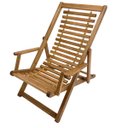 Ver imagem 1 de Espreguiçadeira Reclinável de Madeira e Cabos de Aço - Cadeira de Praia, Jardim, Piscina, Varanda