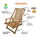 Ver imagem 7 de Espreguiçadeira Reclinável de Madeira e Cabos de Aço - Cadeira de Praia, Jardim, Piscina, Varanda